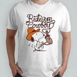 Ride Em Cowboy Snoopy T-Shirt Funny Peanuts Cartoon Graphic Tee 84